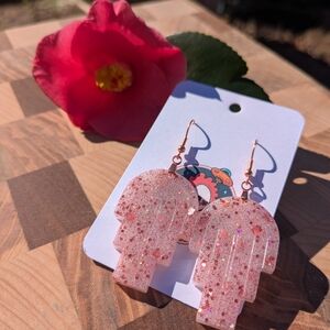 Pink Glitter Deco Earrings
